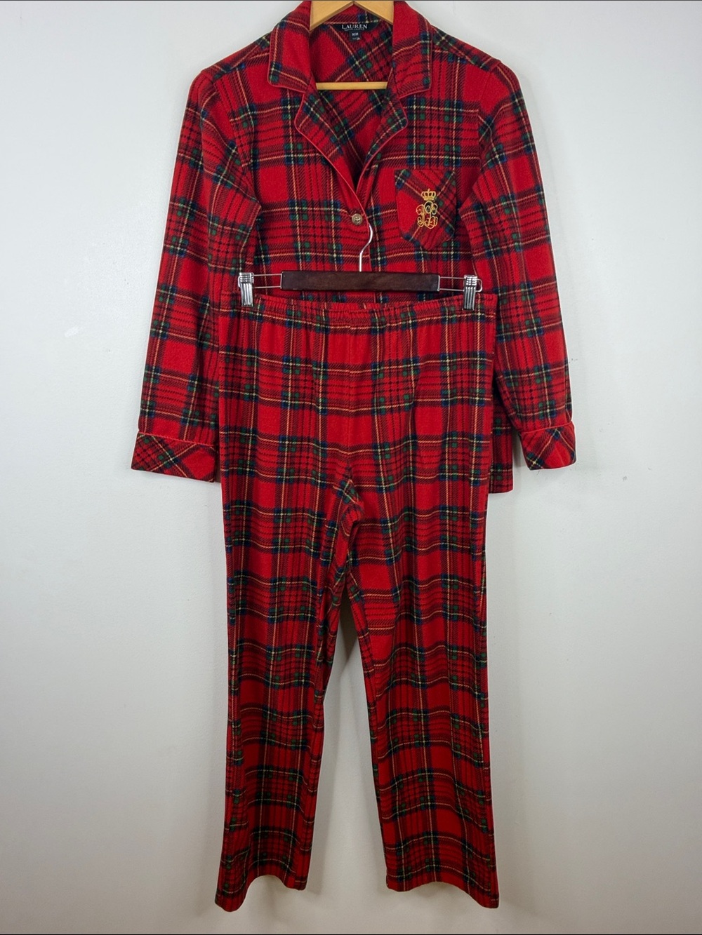 Lauren Ralph Lauren Pajamas Womens Medium Red Tartan Plaid Fleece Comfy PJs